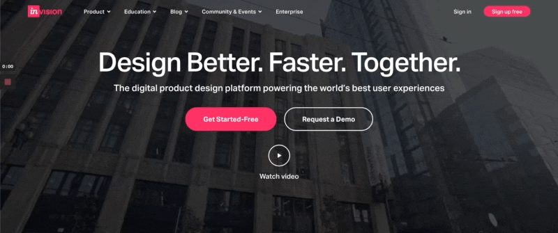 InVision Website Header Design