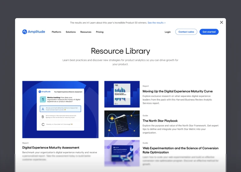 Amplitude’s Resources Landing Page (2025)