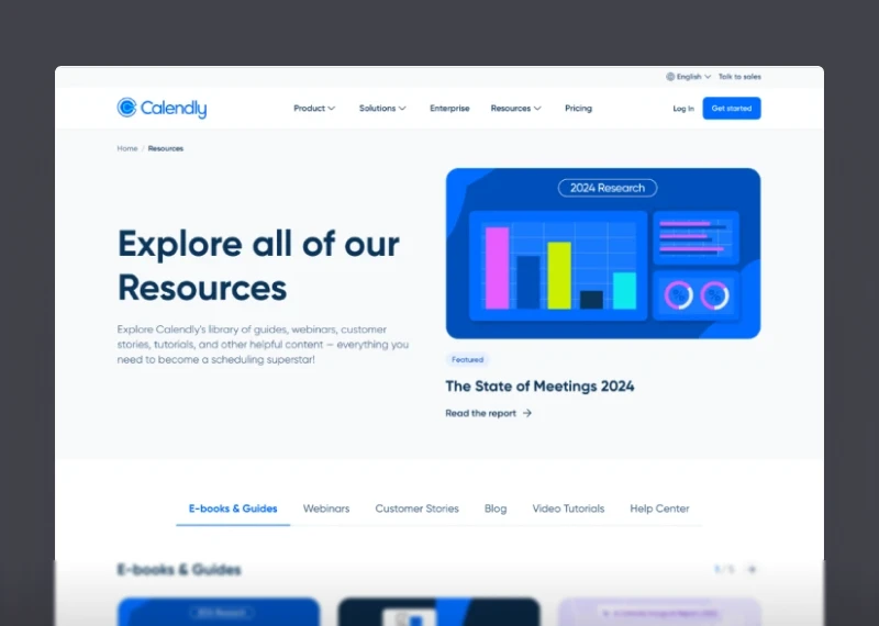 Calendly’s Resources Landing Page (2025)