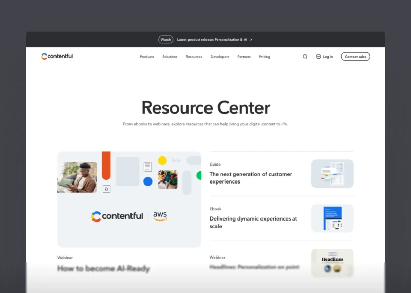 Contentful’s Resources Landing Page (2025)